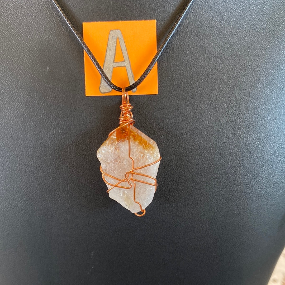 Raw Citrine Wire Wrapped With Copper Necklace Collection by Jessica Turner