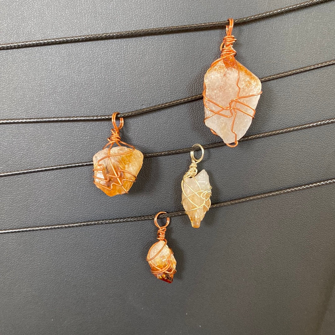 Raw Citrine Wire Wrapped With Copper Necklace Collection by Jessica Turner