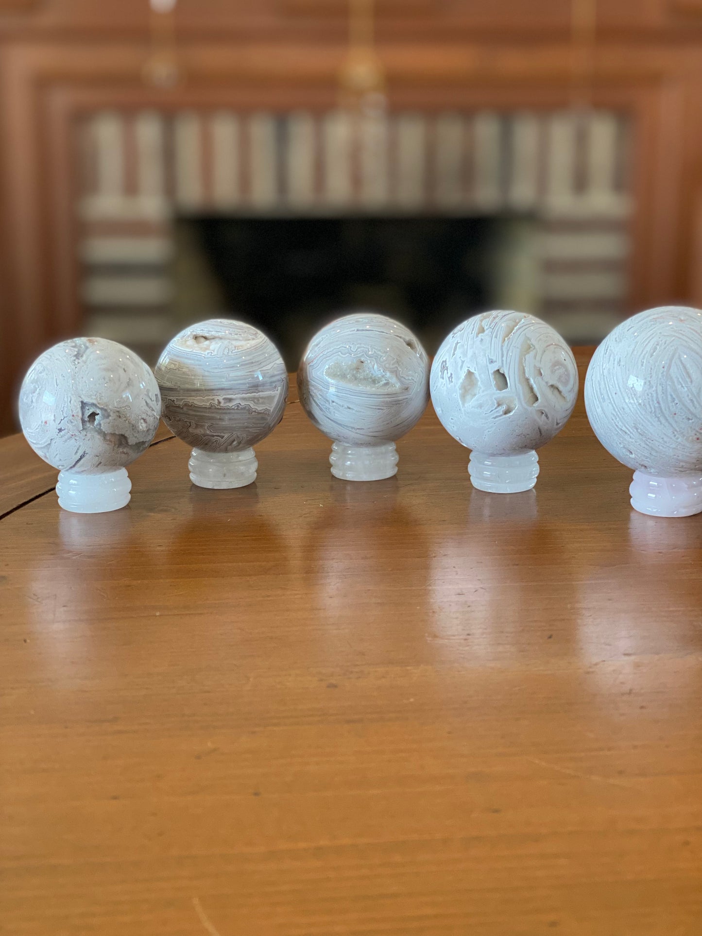 Mexican White Crazy Lace Agate Sphere