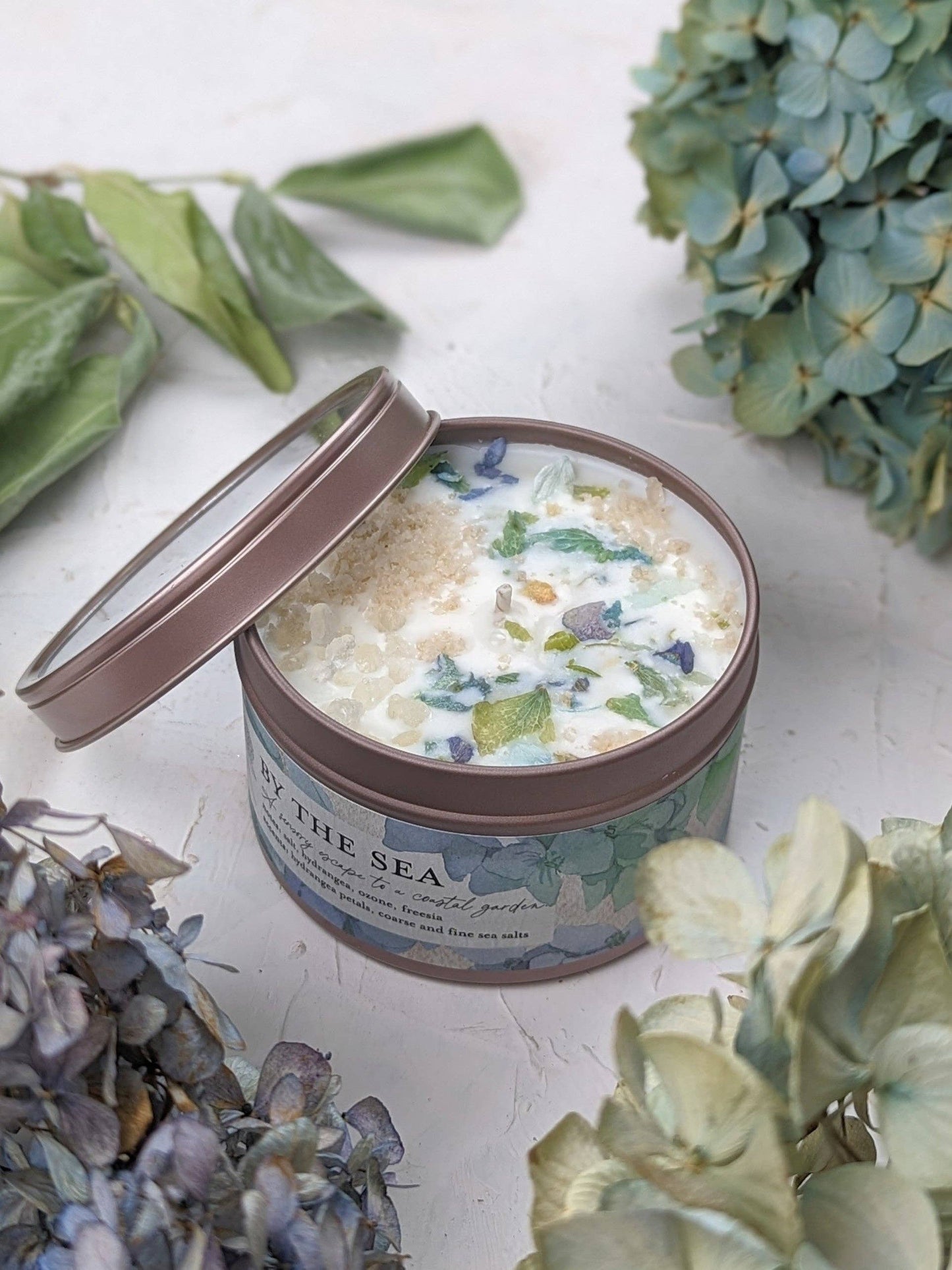 By the Sea - Hydrangea and Sea Salt Candle: 4 oz