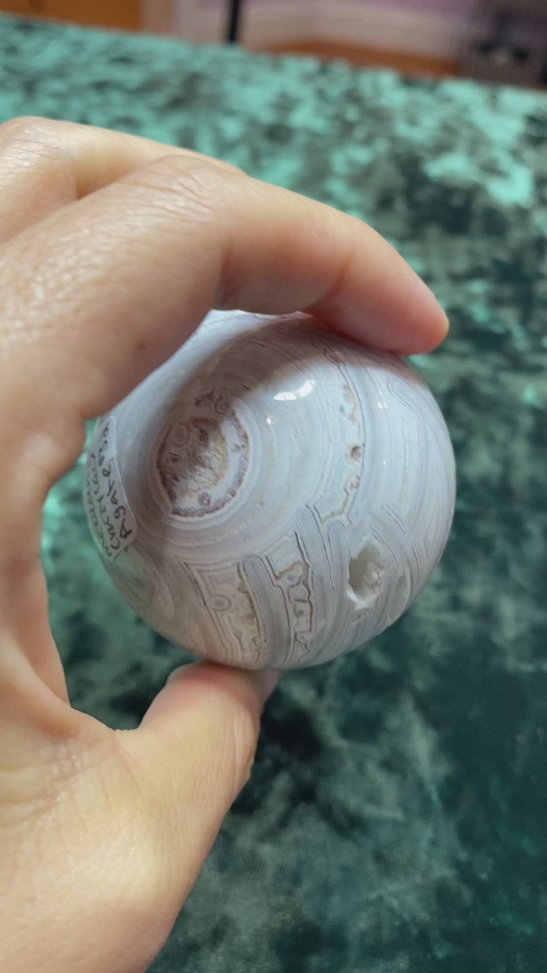 Load and play video in Gallery viewer, Mexican White Crazy Lace Agate Sphere