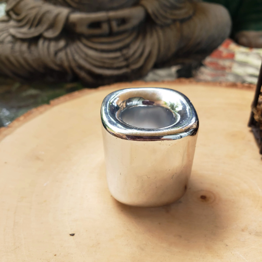 Silver Ceramic Chime Candle Holder