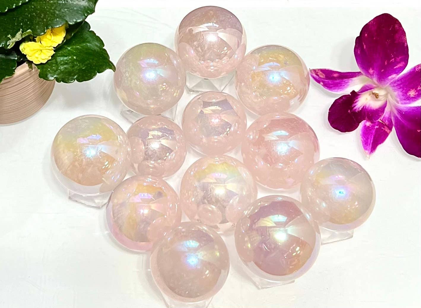 Angel Aura Rose Quartz Sphere m
