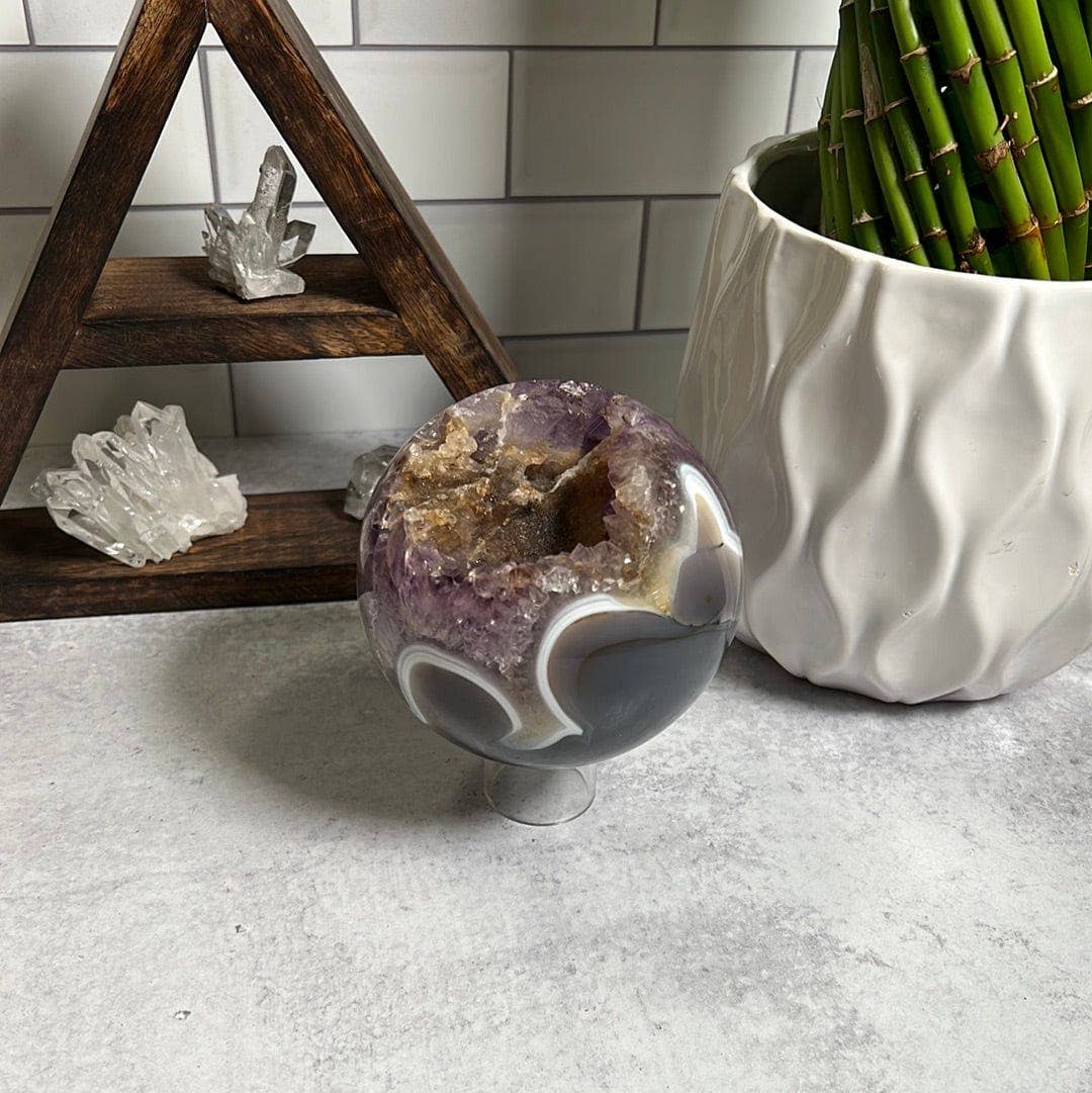 Amethyst and Agate One of a Kind Sphere