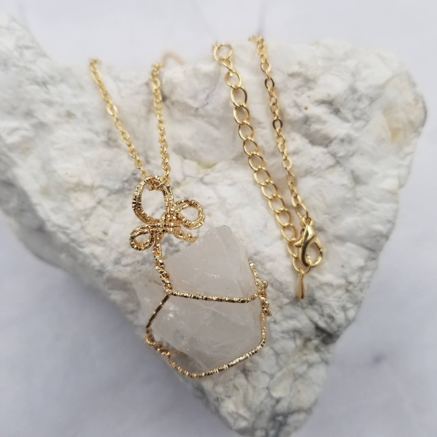 Wire Wrapped Necklace Quartz