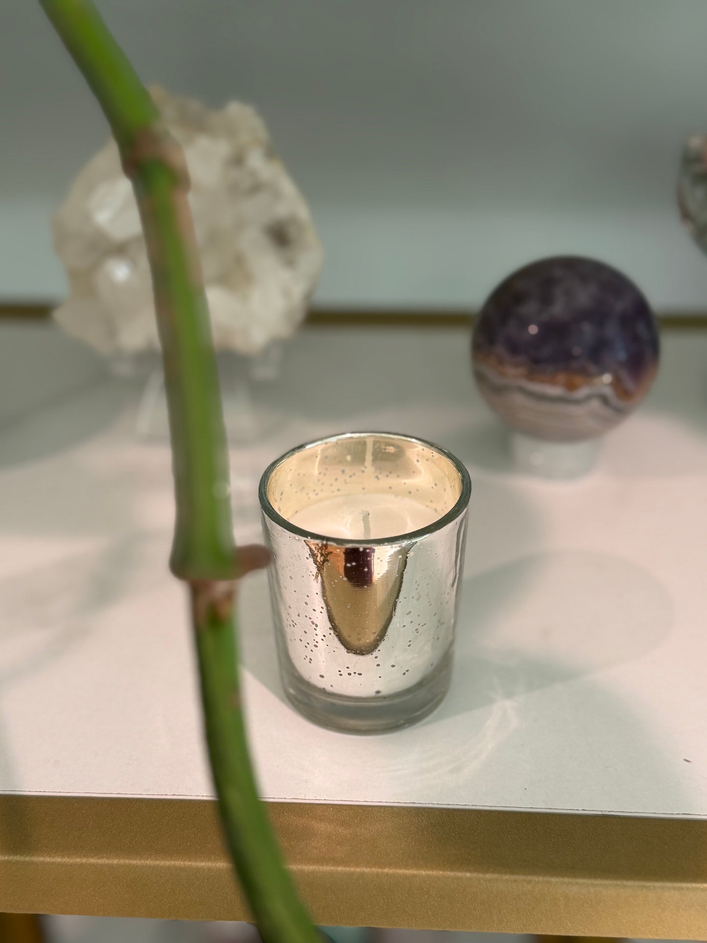Silver Mercury Glass Votive Candle