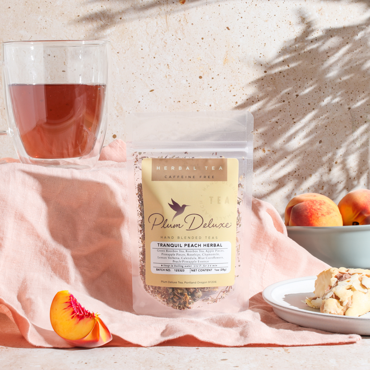 Tranquil Peach Herbal Tea | Caffeine-Free Loose Leaf Rooibos Tea