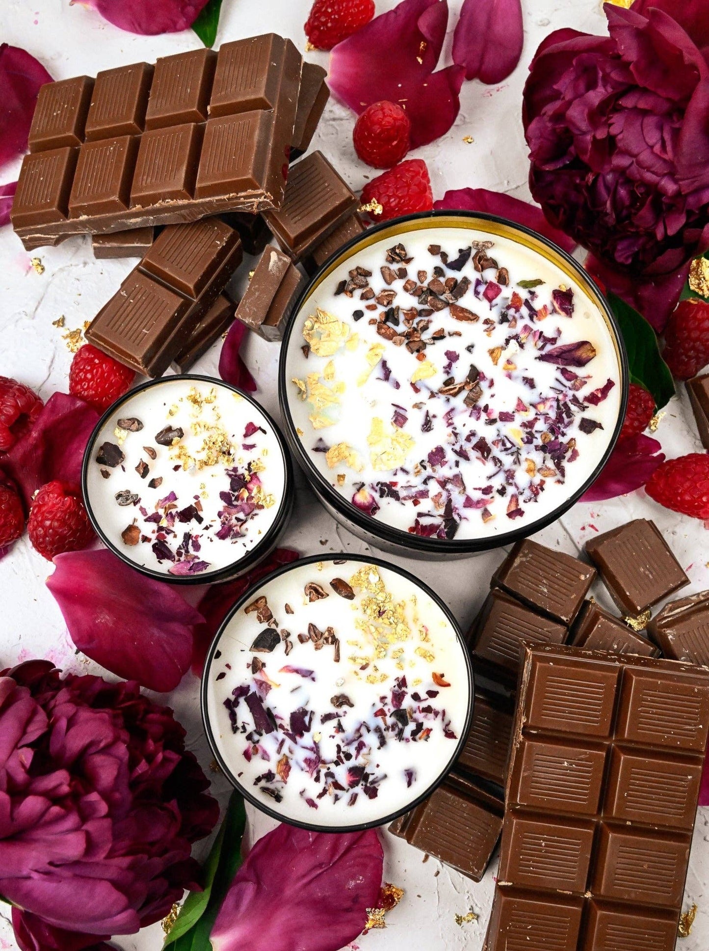 COCOA LUXE Chocolate Raspberry Candle: 4 oz + 8oz