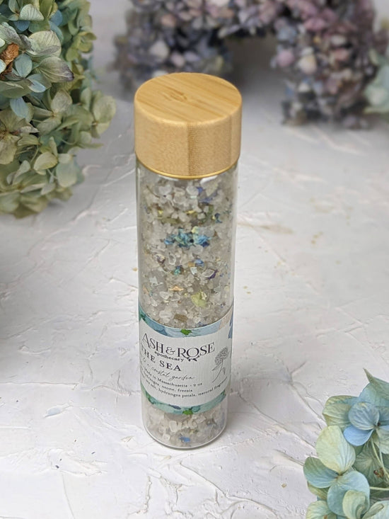 By the Sea - Hydrangea Bath Soak Vial Tube Sea Salt Blue