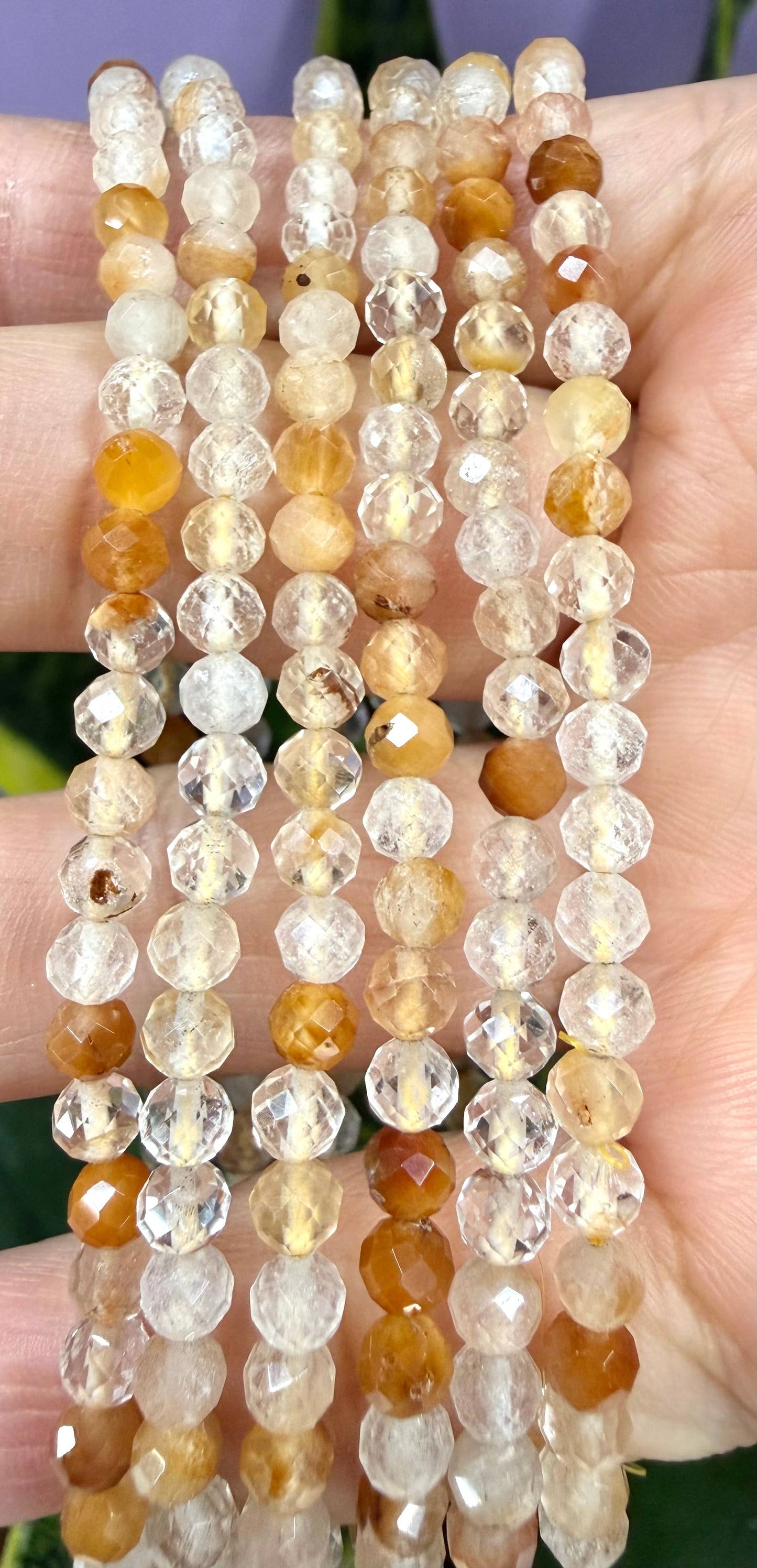 4mm Natural Amphibole Quartz Faceted Stretch Bracelet