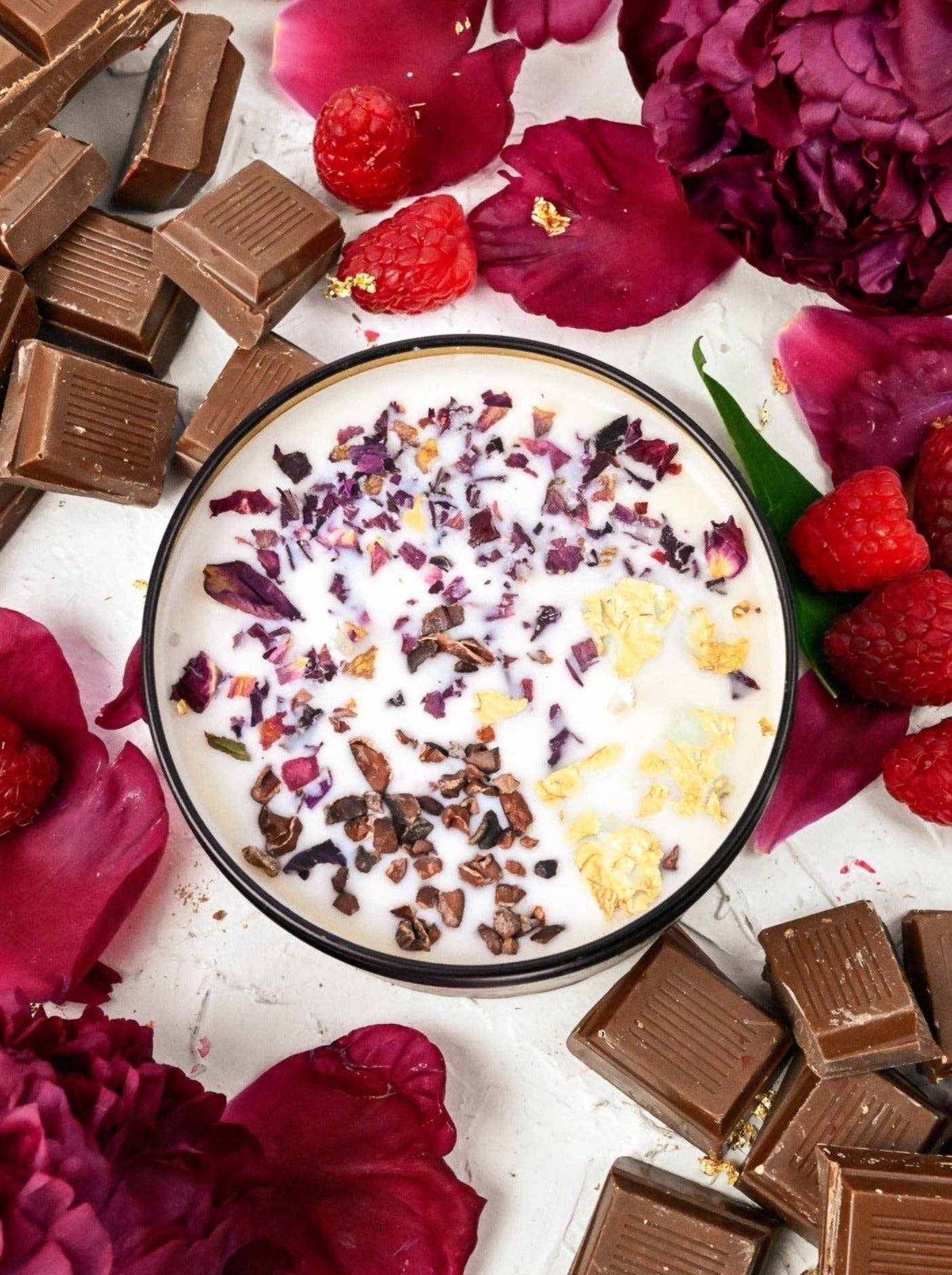 COCOA LUXE Chocolate Raspberry Candle: 4 oz + 8oz