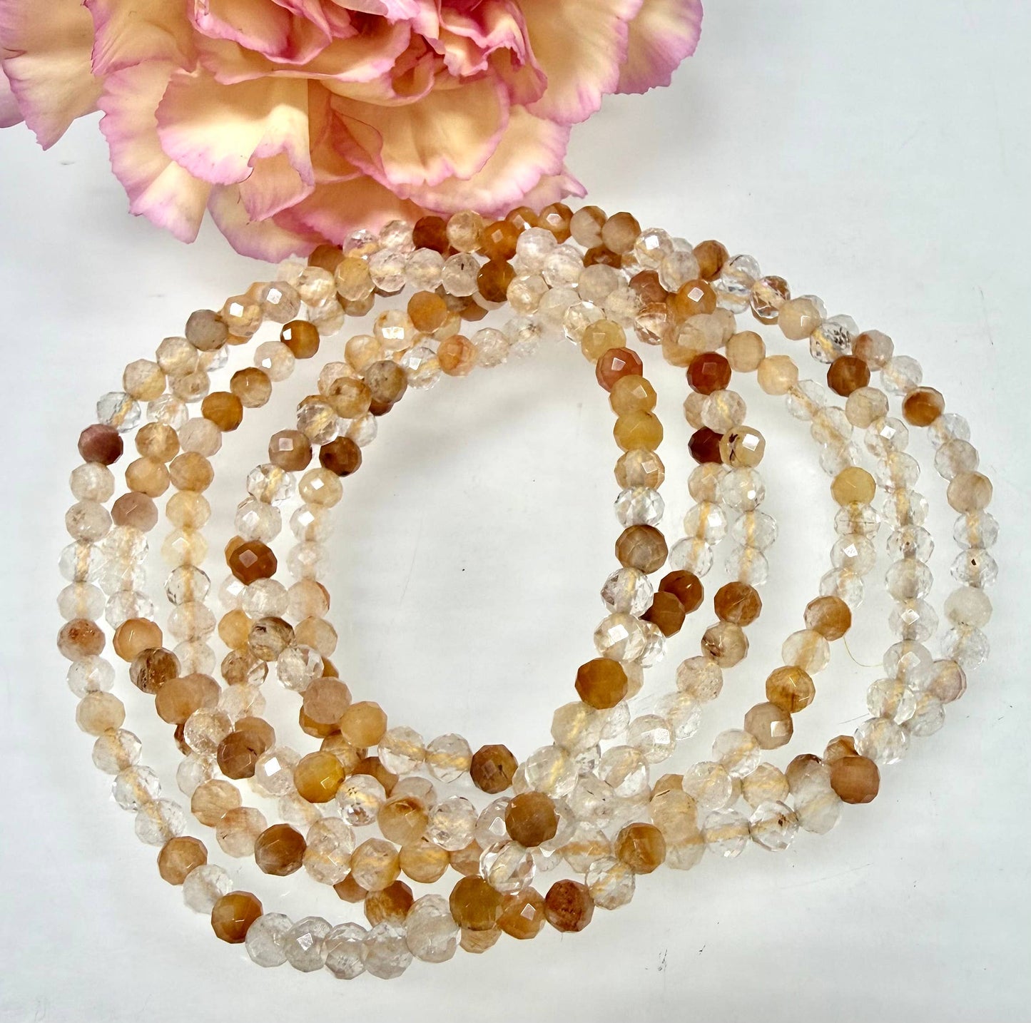 4mm Natural Amphibole Quartz Faceted Stretch Bracelet