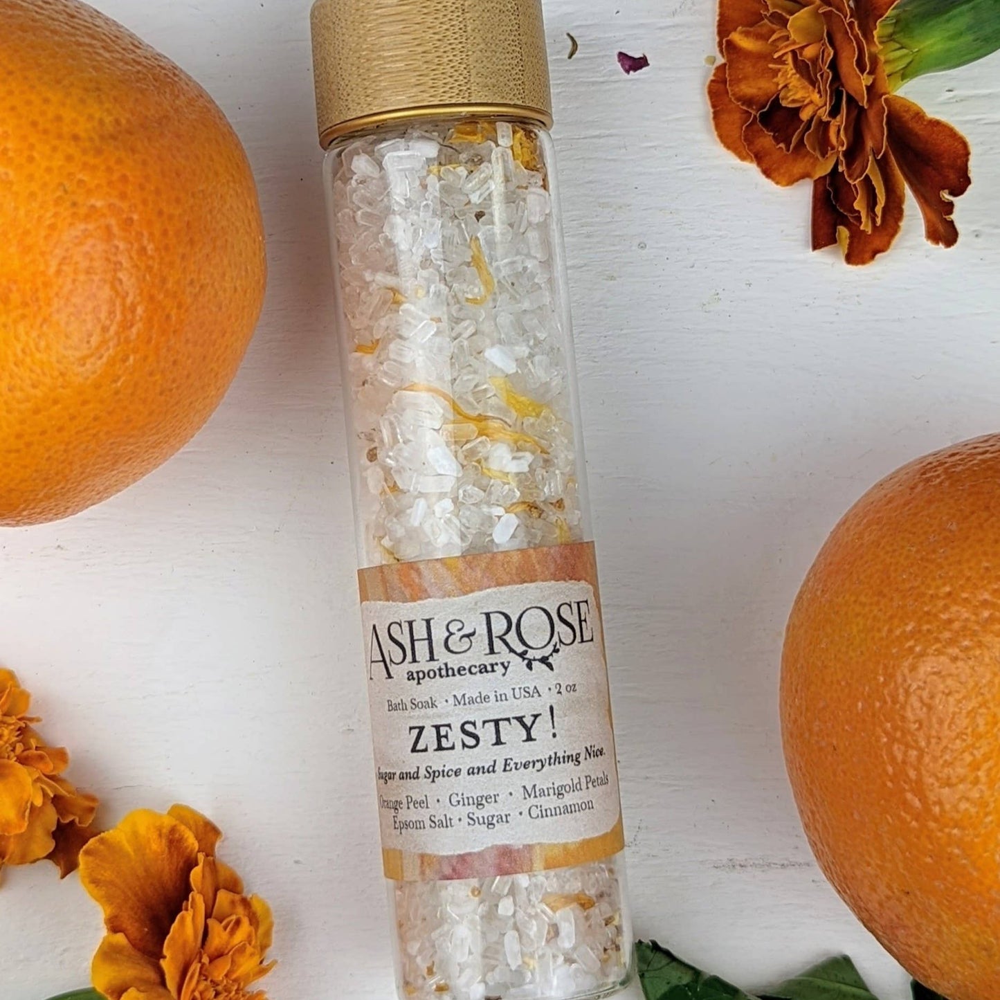 Zesty Epsom Salt Orange Ginger Marigold Test Tube Bath Soak