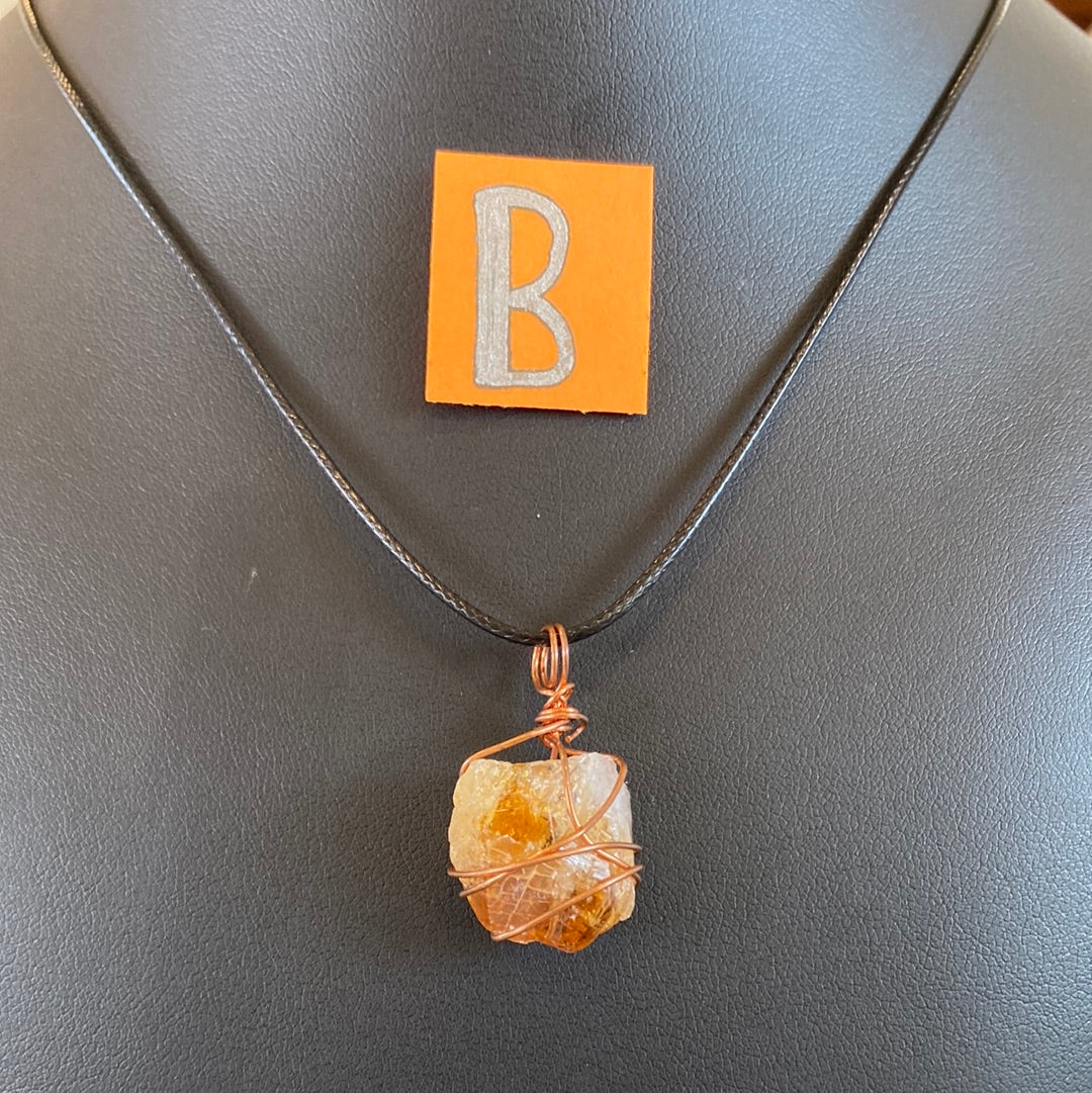 Load image into Gallery viewer, Raw Citrine Wire Wrapped With Copper Necklace Collection by Jessica Turner

