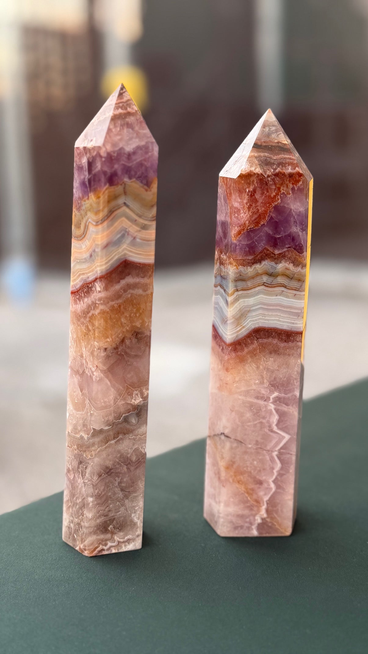 Amethyst Lace Agate Obelisk Tower – 8" Crystal Point