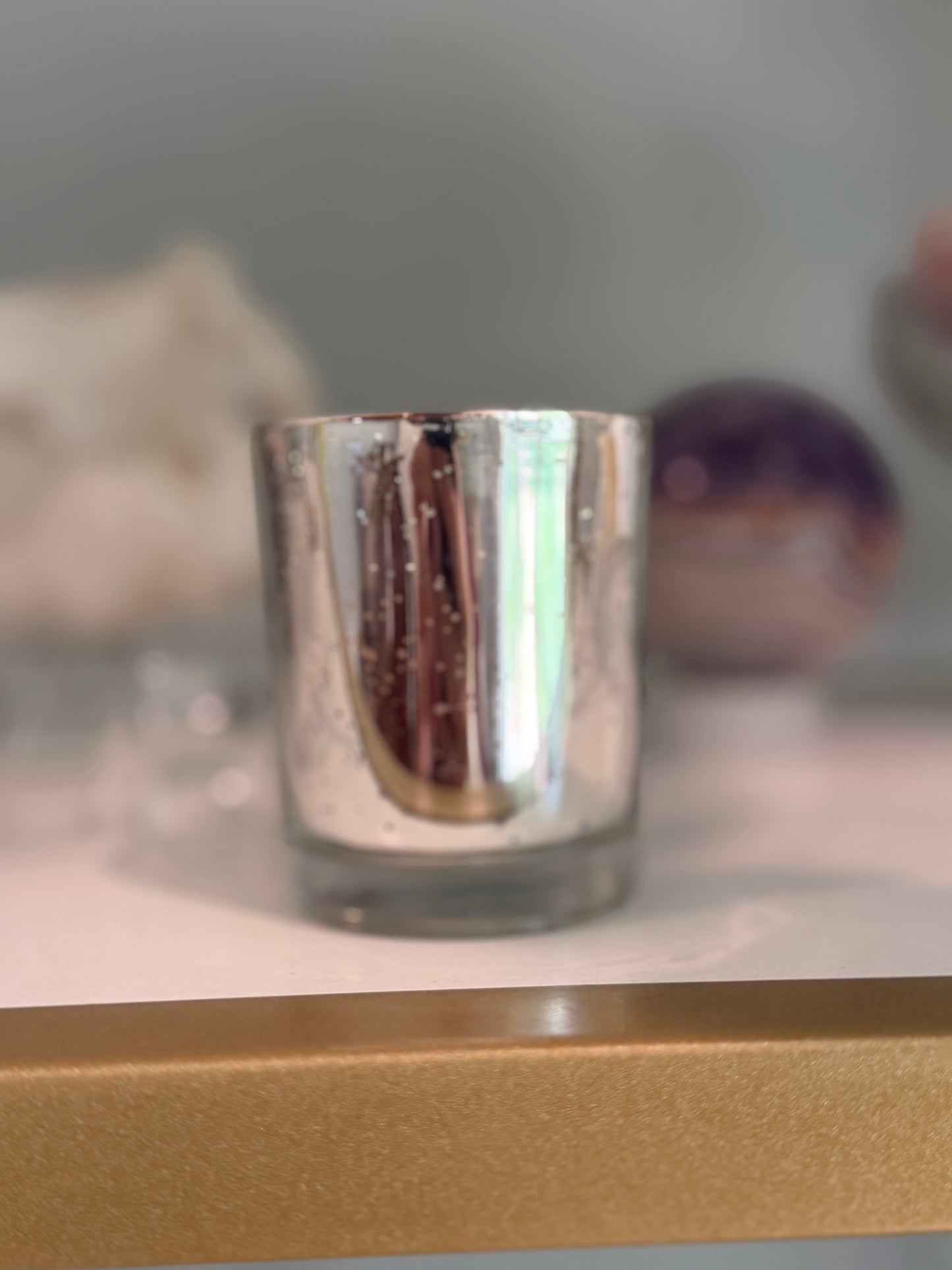 Silver Mercury Glass Votive Candle