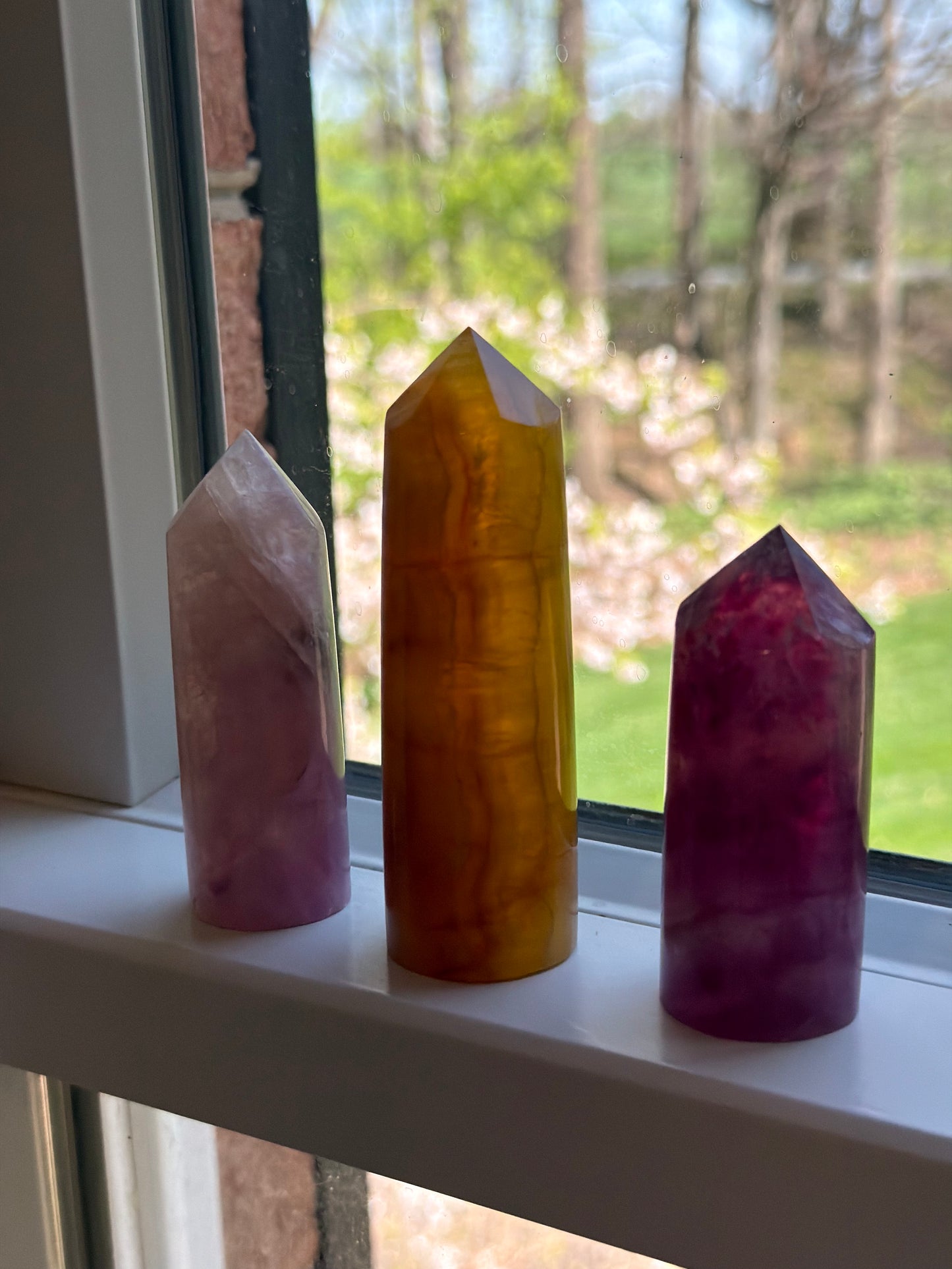 Magenta Fluorite Cylinders Tower