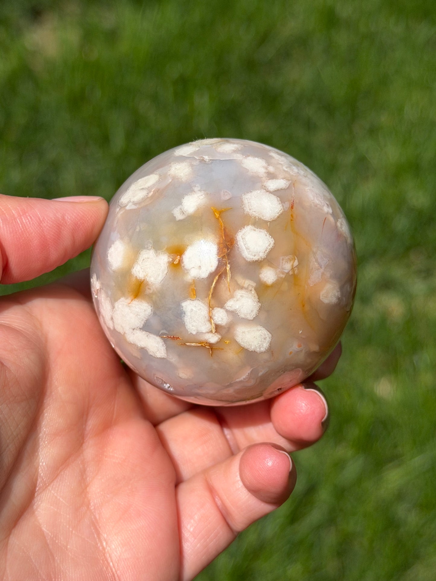 Flower Agate Sphere (2–2.5”) – Gentle Growth & Heart-Led Expansion
