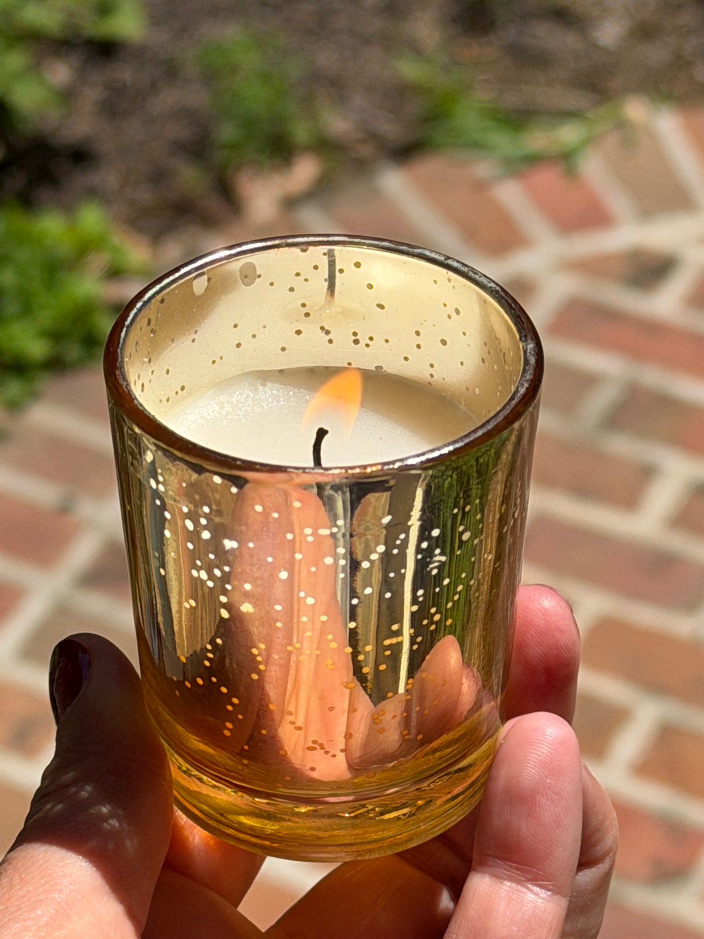 Gold Metallic Glass Votive Candle (unscented)