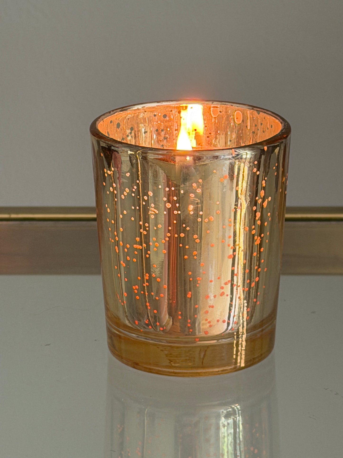 Gold Metallic Glass Votive Candle (unscented)