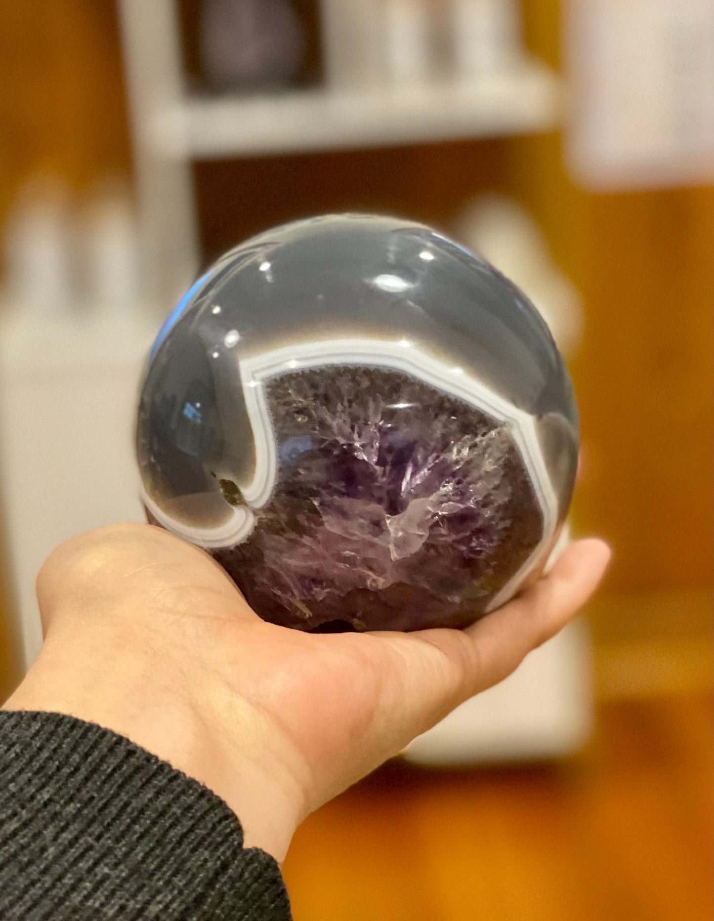 Load image into Gallery viewer, Amethyst and Agate One of a Kind Sphere
