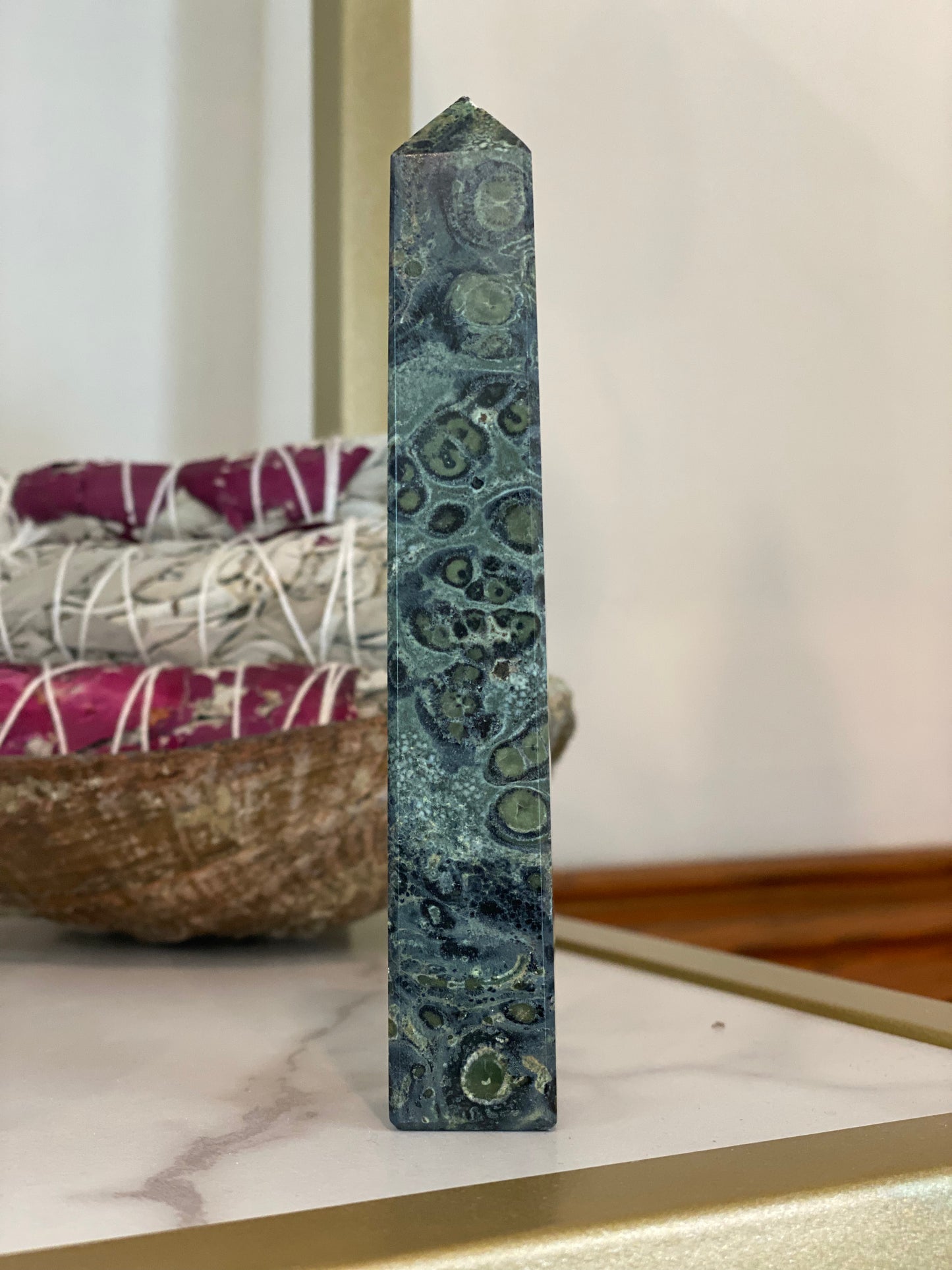 Kambaba Jasper Crystal Point Tower Obelisk