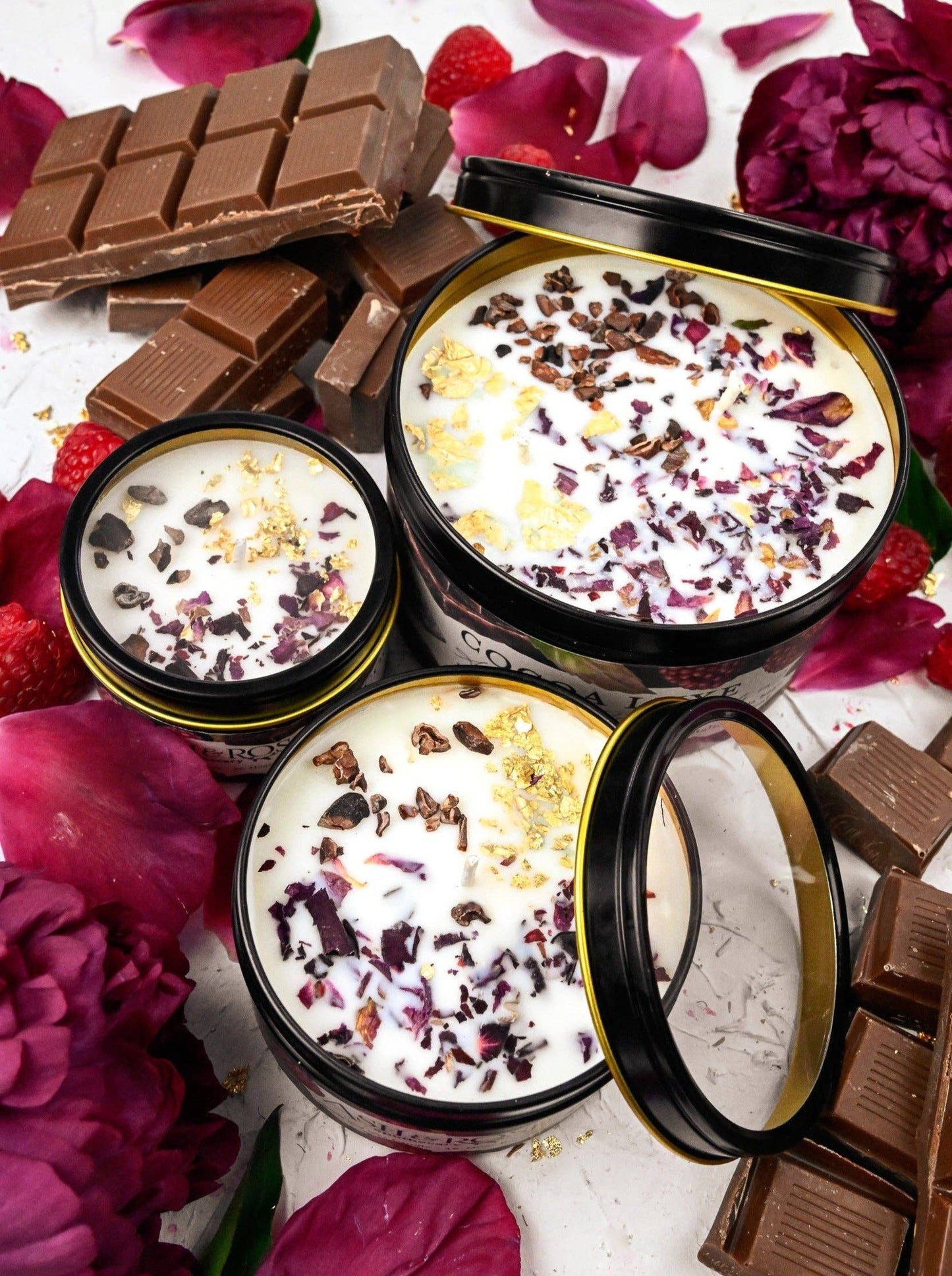 COCOA LUXE Chocolate Raspberry Candle: 4 oz + 8oz