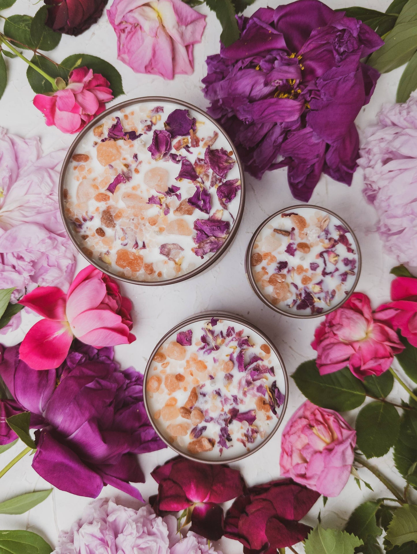 Love Notes Soy Candle Rose Petals Pink Himalayan Salt Flower: 16 oz