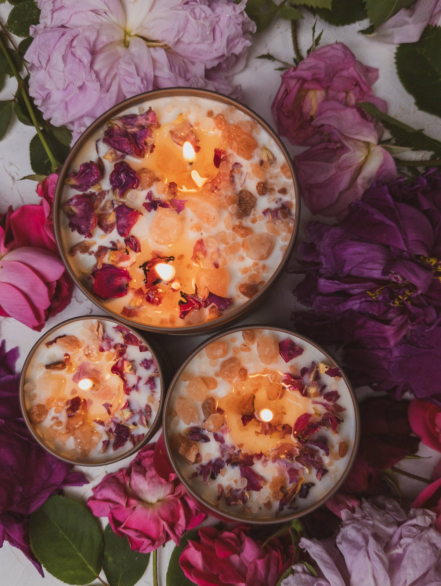 Love Notes Soy Candle Rose Petals Pink Himalayan Salt Flower: 16 oz