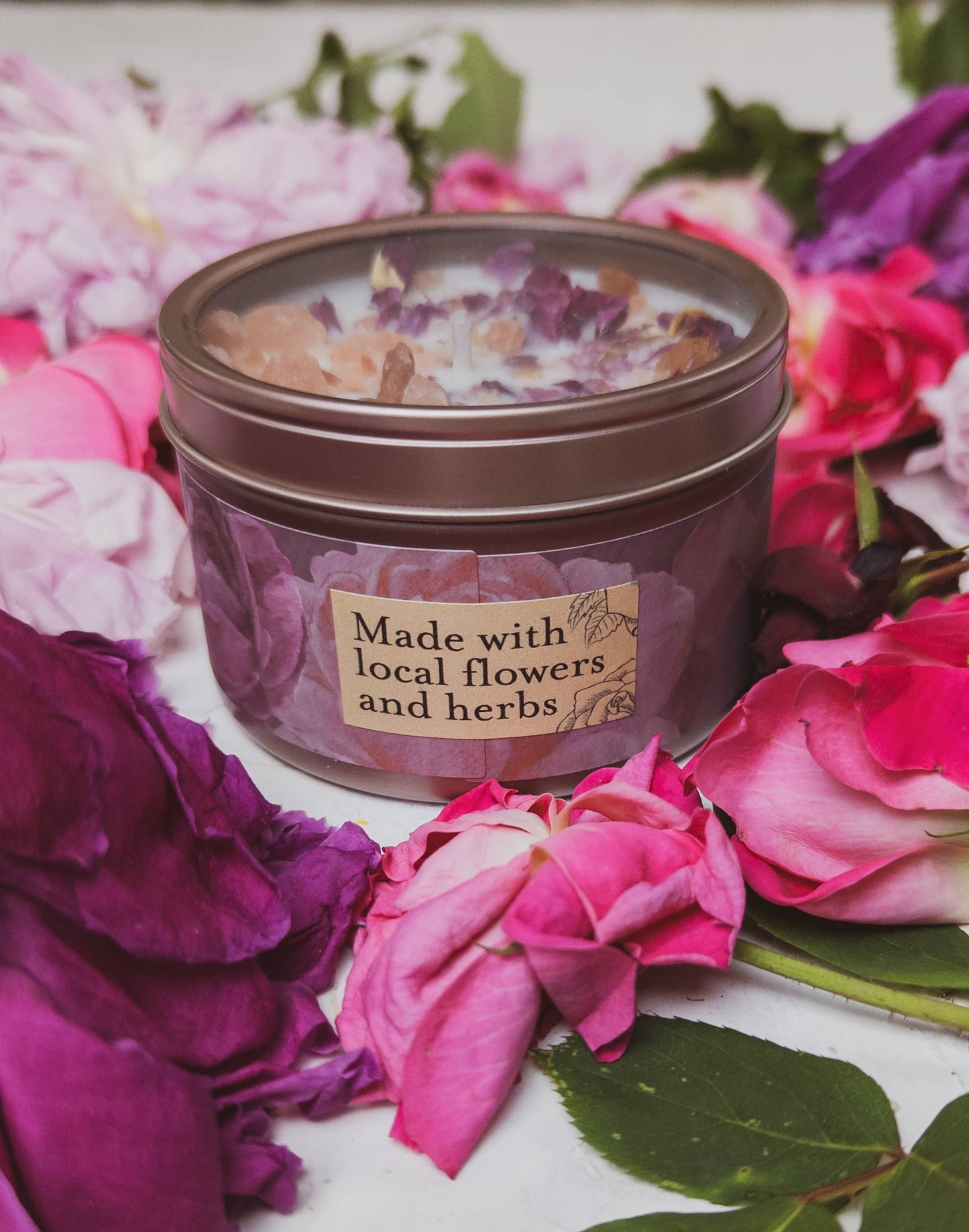 Love Notes Soy Candle Rose Petals Pink Himalayan Salt Flower: 16 oz