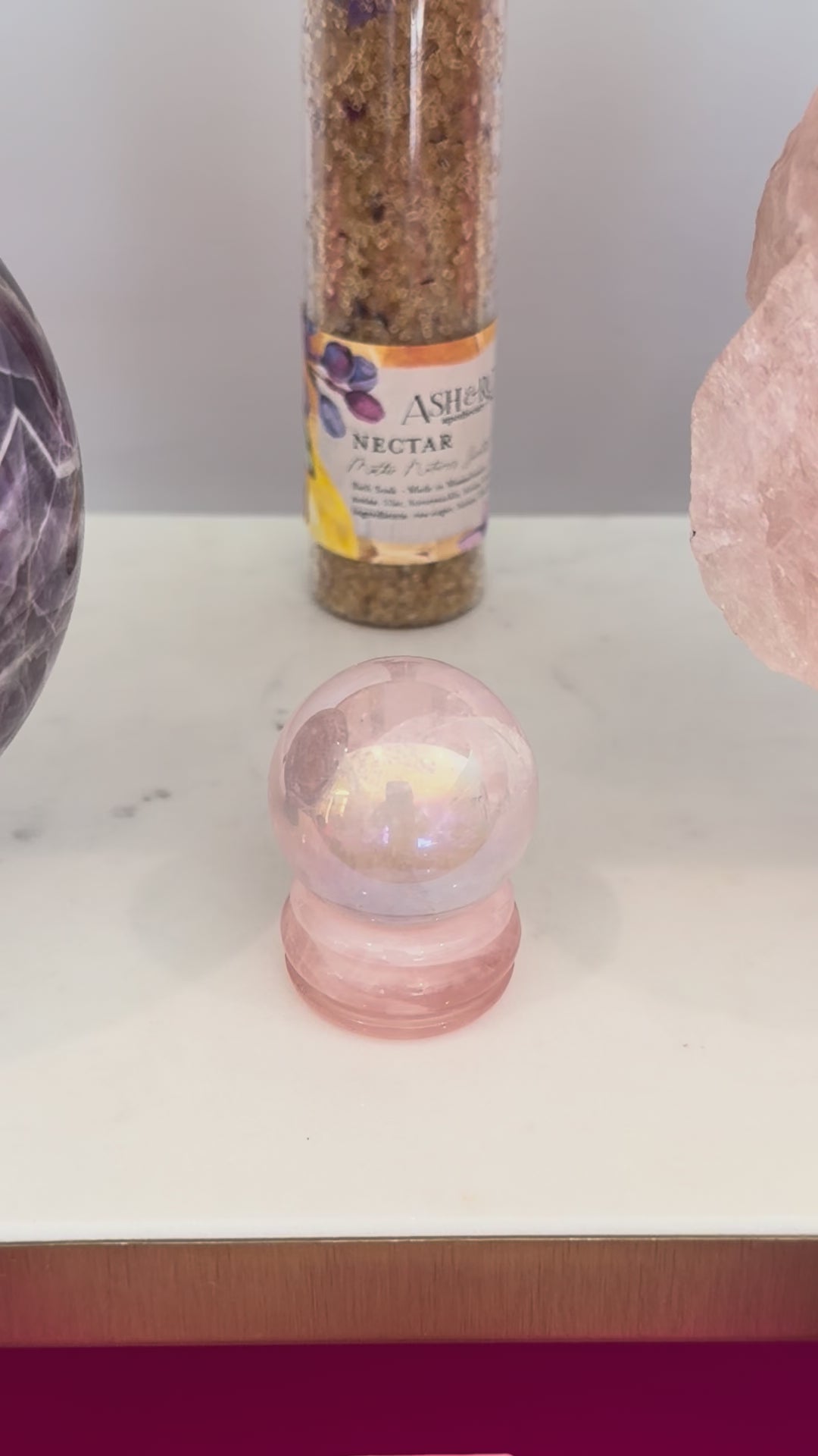 Load and play video in Gallery viewer, Angel Aura Rose Quartz Sphere
