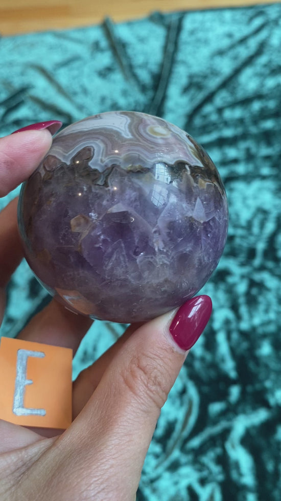 Load and play video in Gallery viewer, Amethyst Lace Agate Sphere
