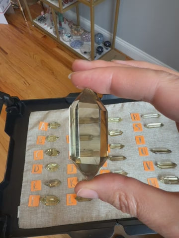 Load and play video in Gallery viewer, Citrine Double Terminated Crystal – Confidence &amp;amp; Energy- NEW ARRIVALS!
