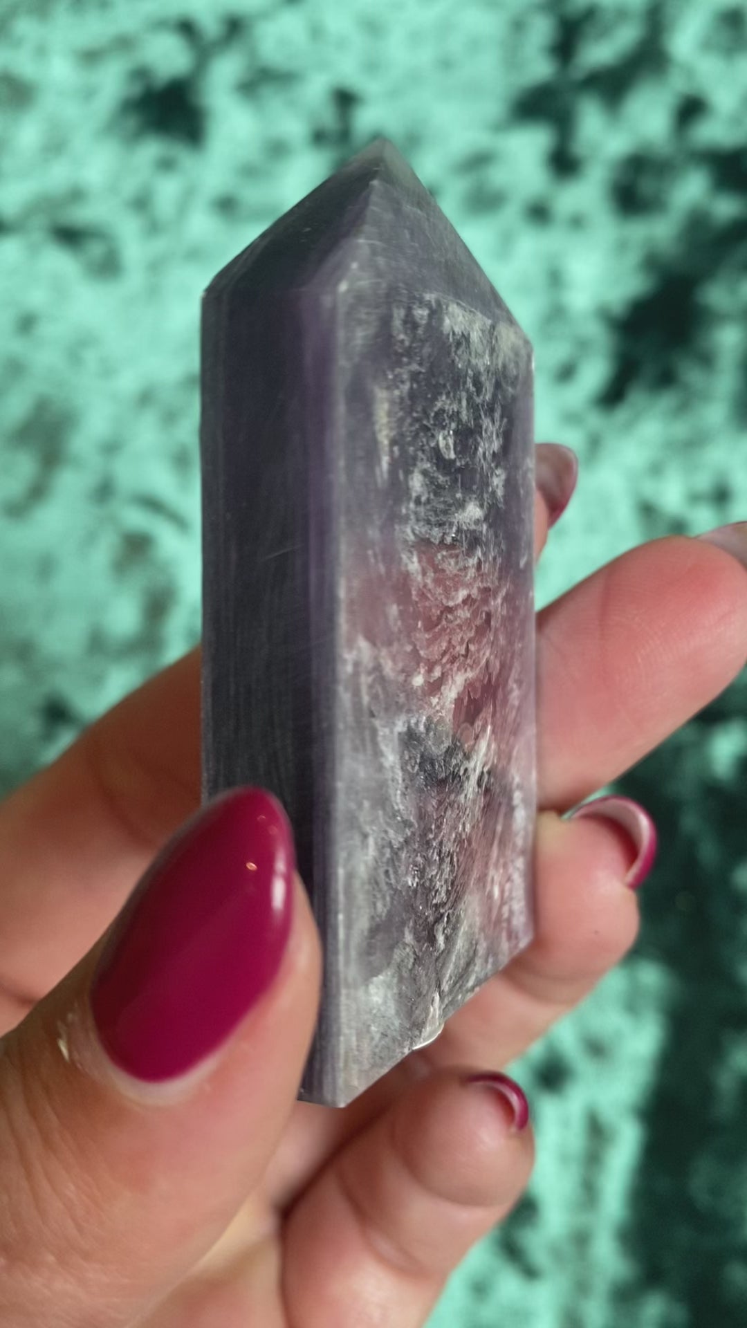 Load and play video in Gallery viewer, Lepidolite Purple Mica Obelisk
