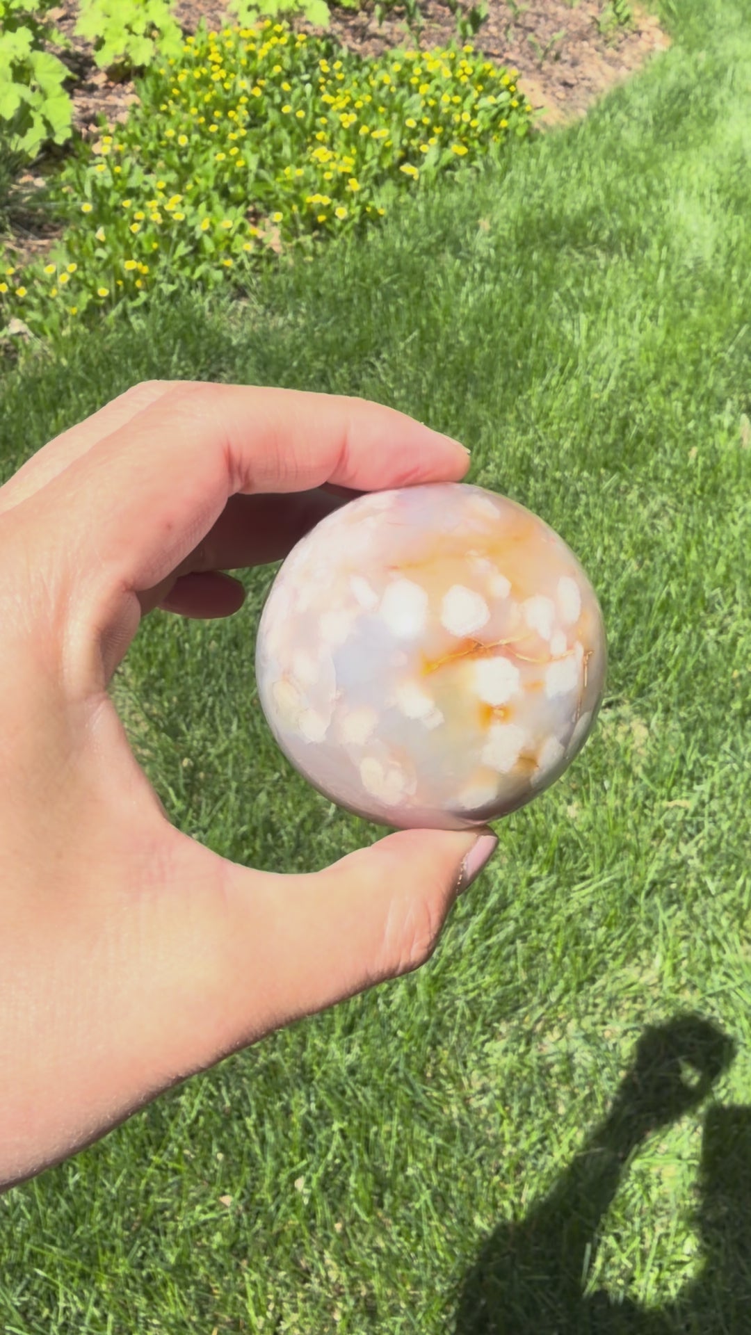 Load and play video in Gallery viewer, Flower Agate Sphere (2–2.5”) – Gentle Growth &amp;amp; Heart-Led Expansion
