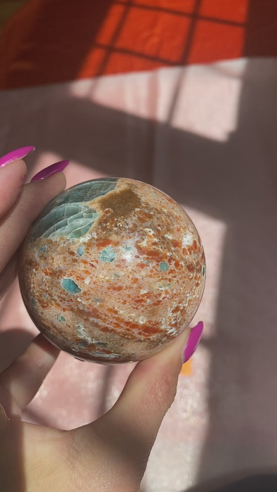Load and play video in Gallery viewer, Sunstone Apatite Sphere
