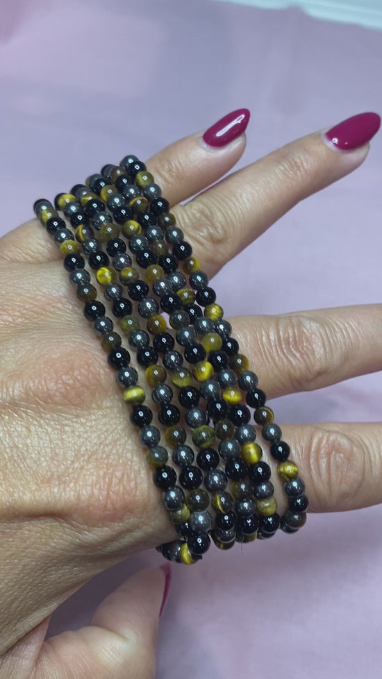 Load and play video in Gallery viewer, Protection Stretchy Bracelet - Strength, Stability &amp;amp; Shielding Energy
