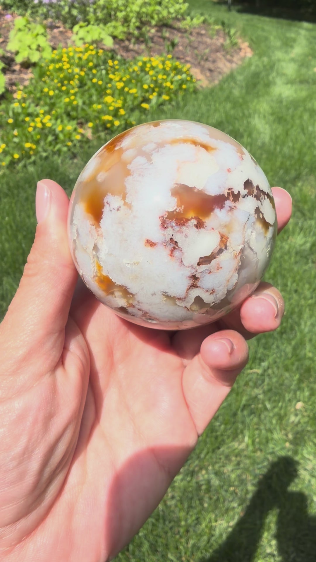 Load and play video in Gallery viewer, Flower Agate Sphere (2–2.5”) – Gentle Growth &amp;amp; Heart-Led Expansion
