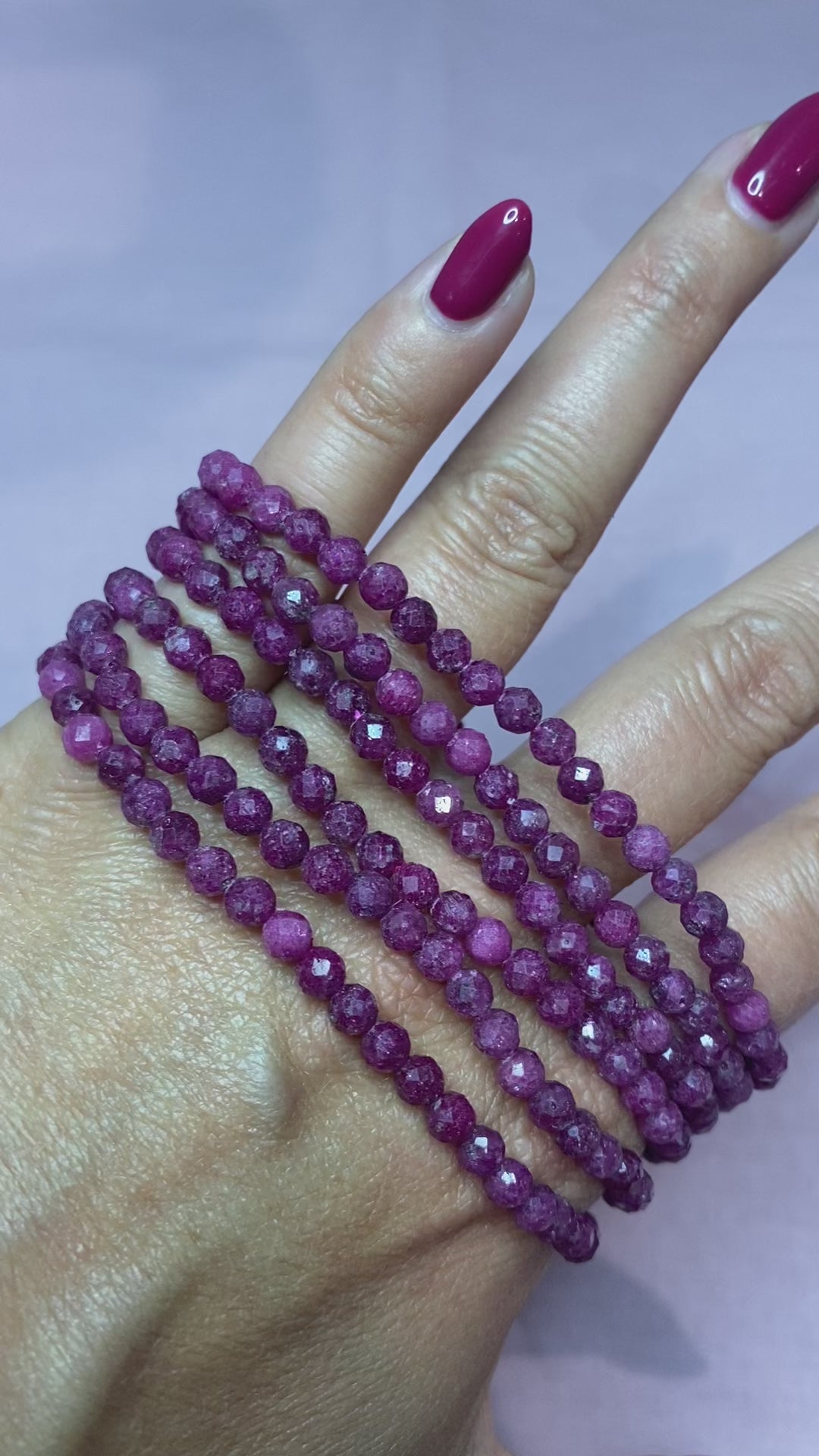 Load and play video in Gallery viewer, Ruby Stretchy Bracelet - Passion, Vitality &amp;amp; Courage
