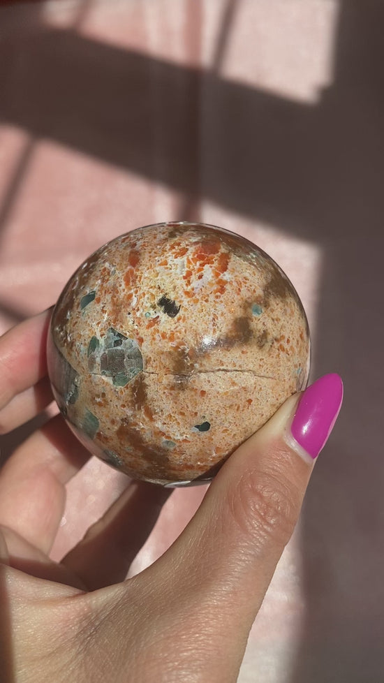 Load and play video in Gallery viewer, Sunstone Apatite Sphere
