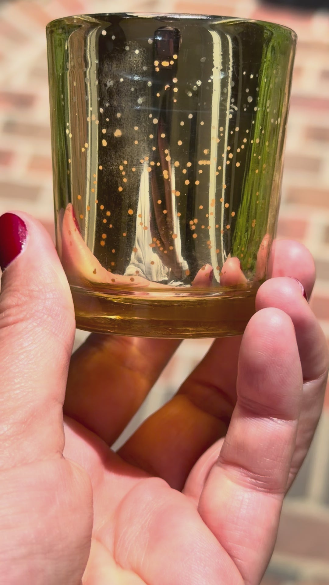 Load and play video in Gallery viewer, Gold Metallic Glass Votive Candle (unscented)
