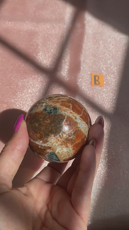 Load and play video in Gallery viewer, Sunstone Apatite Sphere
