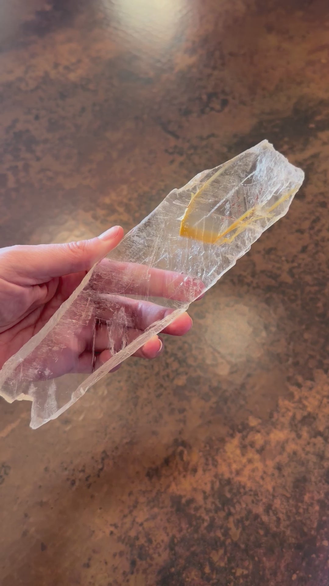 Load and play video in Gallery viewer, Natural Golden Phantom Selenite from Utah. NEW ARRIVAL!
