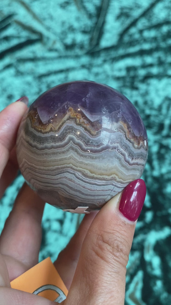 Load and play video in Gallery viewer, Amethyst Lace Agate Sphere
