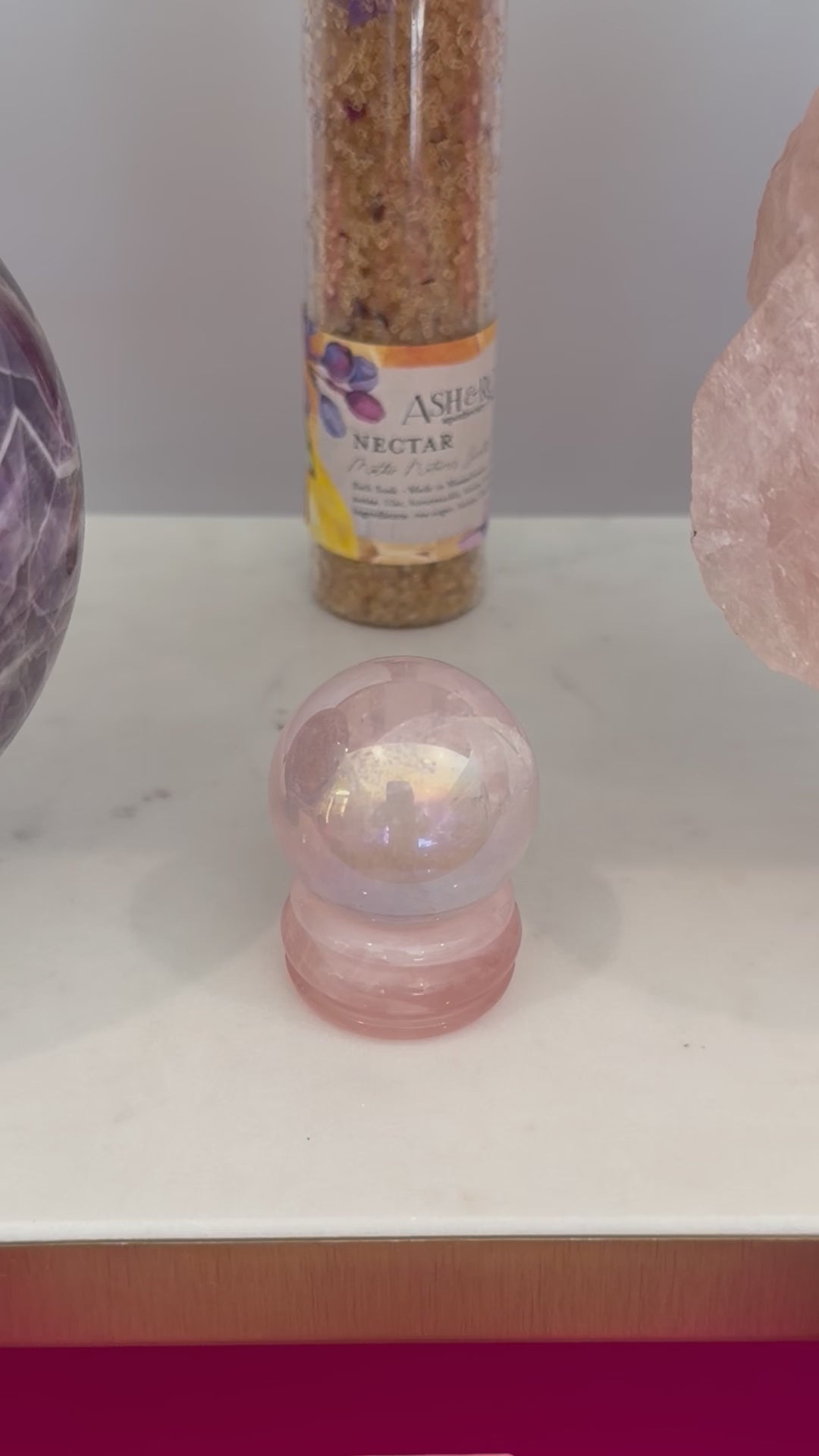 Load and play video in Gallery viewer, Large Raw Rose Quartz – Heart Healing Crystal
