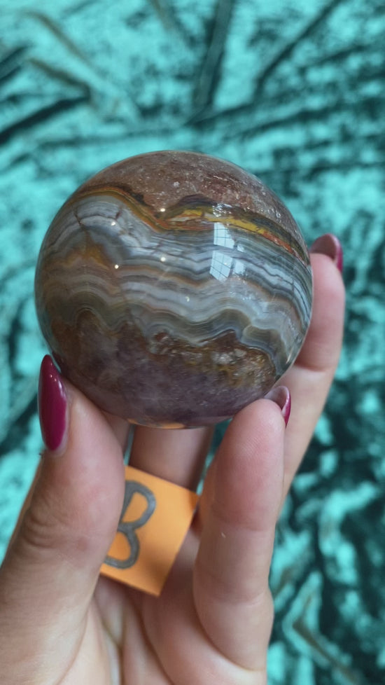 Load and play video in Gallery viewer, Amethyst Lace Agate Sphere
