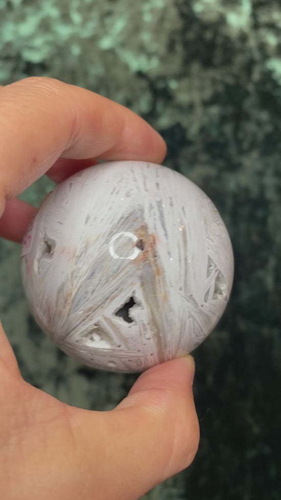 Load and play video in Gallery viewer, Mexican White Crazy Lace Agate Sphere
