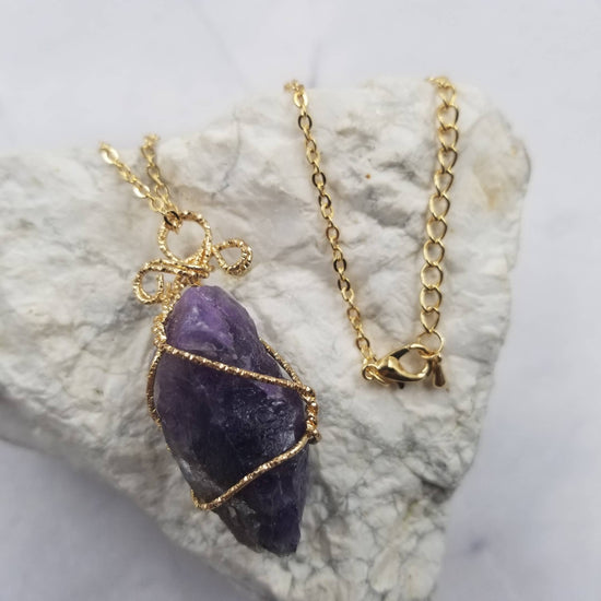 Purple Wire Wrapped Necklace