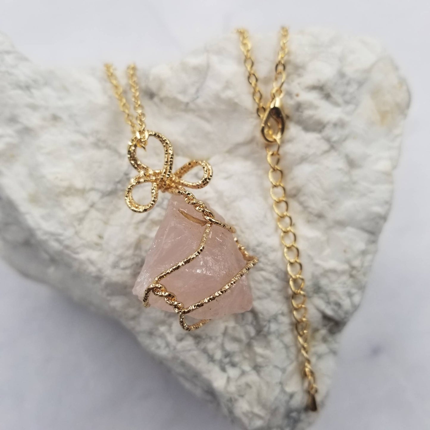 Wire Wrapped Pink Necklace