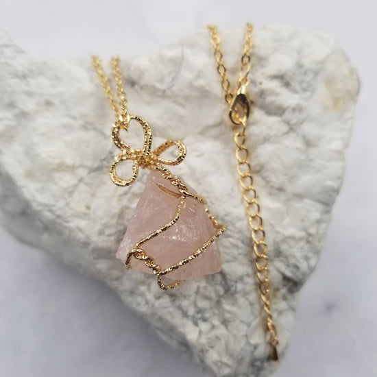 Wire Wrapped Pink Necklace
